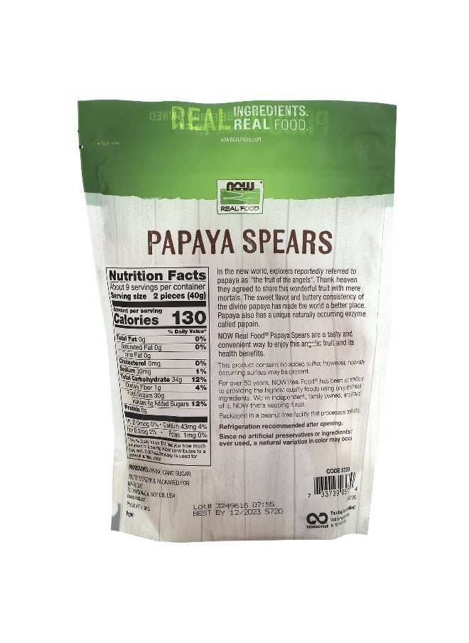 Now Foods NOW Foods, Real Food, Papaya Spears, 12 oz (340 g)  - Image 2