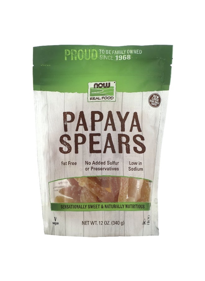 Now Foods NOW Foods, Real Food, Papaya Spears, 12 oz (340 g)  - Image 1