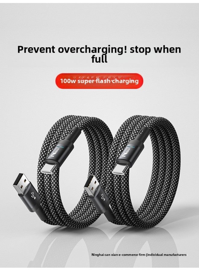[Full Automatic Power-off] YUSHEDA Applicable To For Huawei For Xiaomi Vivo Glory 100W Charging Line Type-c-Color:1.5m Black [100w Full Of Intelligent Power Outage] Two Special Packages  - Image 2