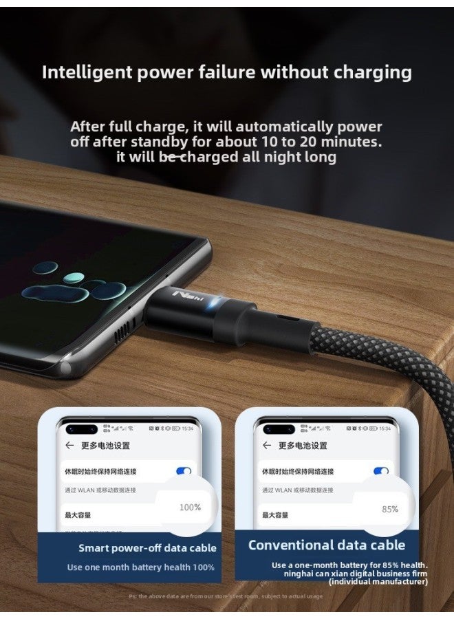 [Full Automatic Power-off] YUSHEDA Applicable To For Huawei For Xiaomi Vivo Glory 100W Charging Line Type-c-Color:1.5m Black [100w Full Of Intelligent Power Outage] Two Special Packages  - Image 3