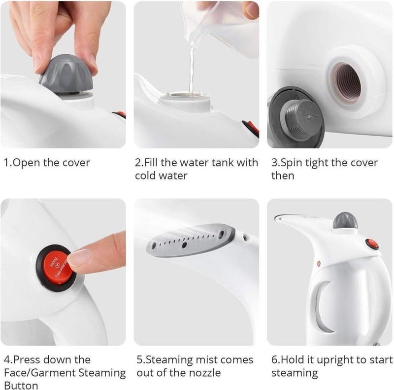 Zenkova Steamer for Facial Handheld Garment Portable Family Fabric Steam Brush Facial Inhaler Vaporizer with Ionic Technology Sterilization Multicolor - Image 3