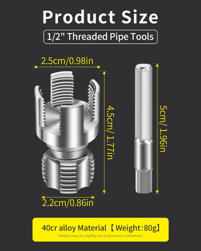 LINGIGAOUT Internal & External Pipe Threading Tool, PVC Pipe Threader, Pipe Threading Tool, 1/2'' 3/4'' Dies Electric Drill Compatible for Home Repair (2PCS) (1/2ï¼ˆDN15)) - Image 2