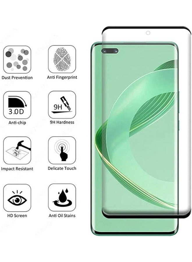 Ocean Huawei Nova 11Pro Full Screen Protector Film 2 PCS, 9H Hardness Tempered Glass, 3D Curved Film HD Anti-Fingerprint Protector Film Anti-Scratch Screen Protective Film for Huawei Nova 11Pro, Black/Clear - Image 3