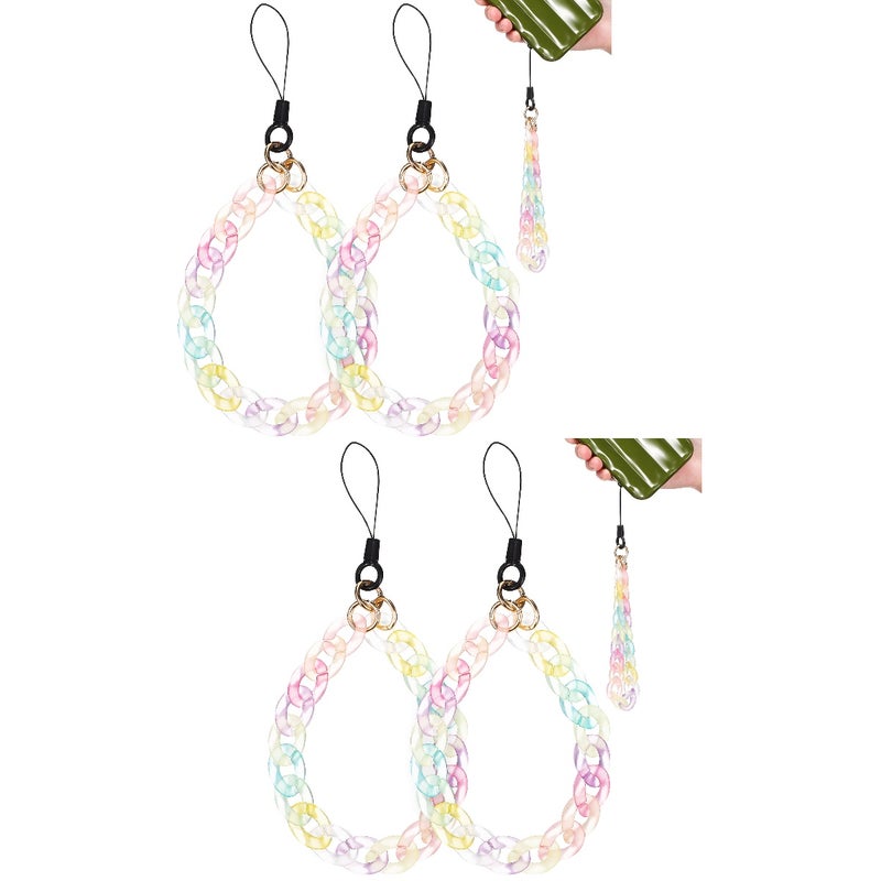 4 pcs Phone Charms Strap Colorful Phone Lanyard Wrist Strap Keychain Handbag Pendants - Image 1