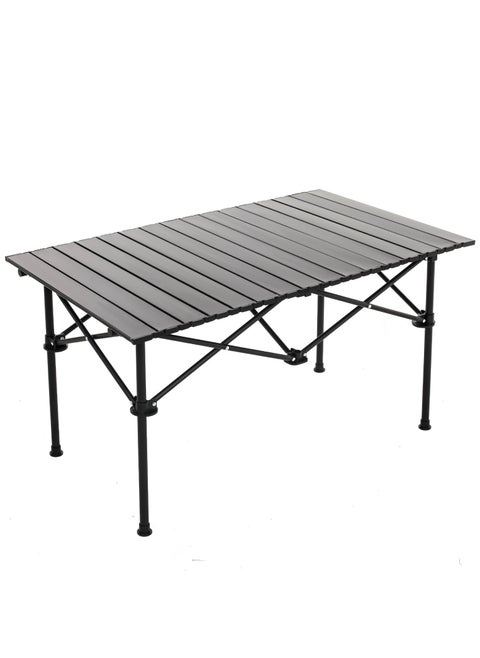 Camping Table Ultralight Aluminum Folding Beach Table with Carry Bag Travel Table for Beach Picnics Cooking, 120 x 50 x 55 cm Black