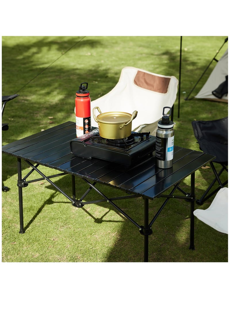 Arabest - Camping Table Ultralight Aluminum Folding Beach Table with Carry Bag Travel Table for Beach Picnics Cooking, 120 x 50 x 55 cm Black - Image 1