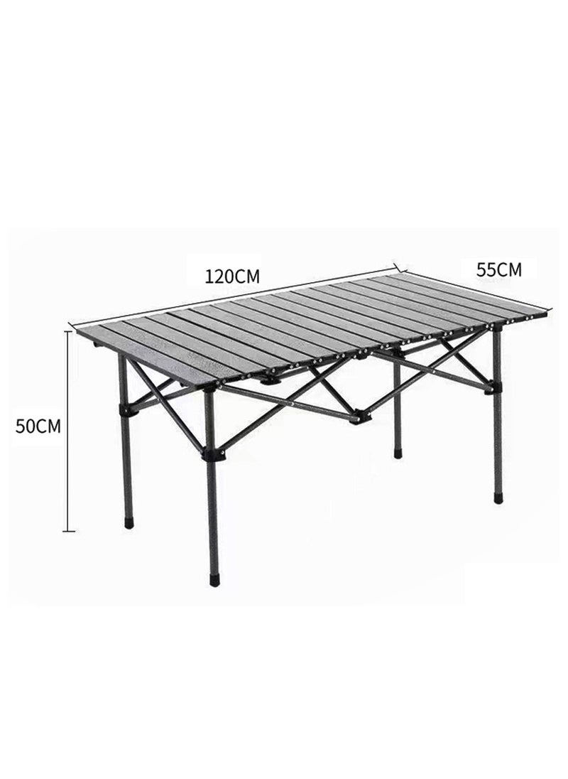 Arabest - Camping Table Ultralight Aluminum Folding Beach Table with Carry Bag Travel Table for Beach Picnics Cooking, 120 x 50 x 55 cm Black - Image 1