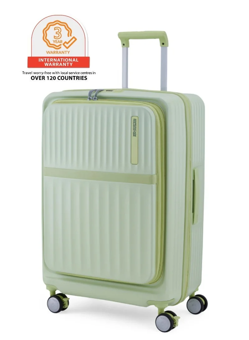 American Tourister  Trento + Suitcase, Check-In Size 68 cm / 25 inch, 4 Spinner Wheels, Hard Top, Polycarbonate, Matcha|2 In 1 Optimov™ Shock Absorbing Wheels|Book Opening|Expandable|TSA Lock|Waterproof Section - 3 Years International Warranty  | Best Price UAE
