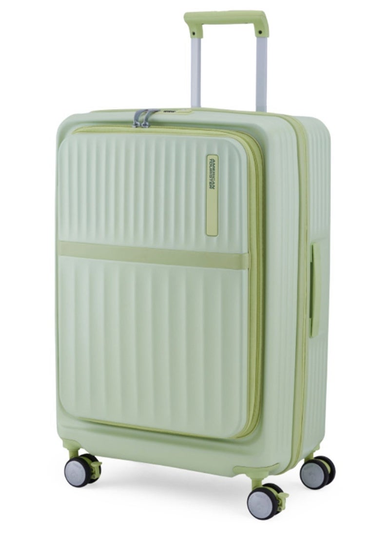 AMERICAN TOURISTER Trento + Suitcase, Check-In Size 68 cm / 25 inch, 4 Spinner Wheels, Hard Top, Polycarbonate, Matcha|2 In 1 Optimov™ Shock Absorbing Wheels|Book Opening|Expandable|TSA Lock|Waterproof Section - 3 Years International Warranty - Image 1