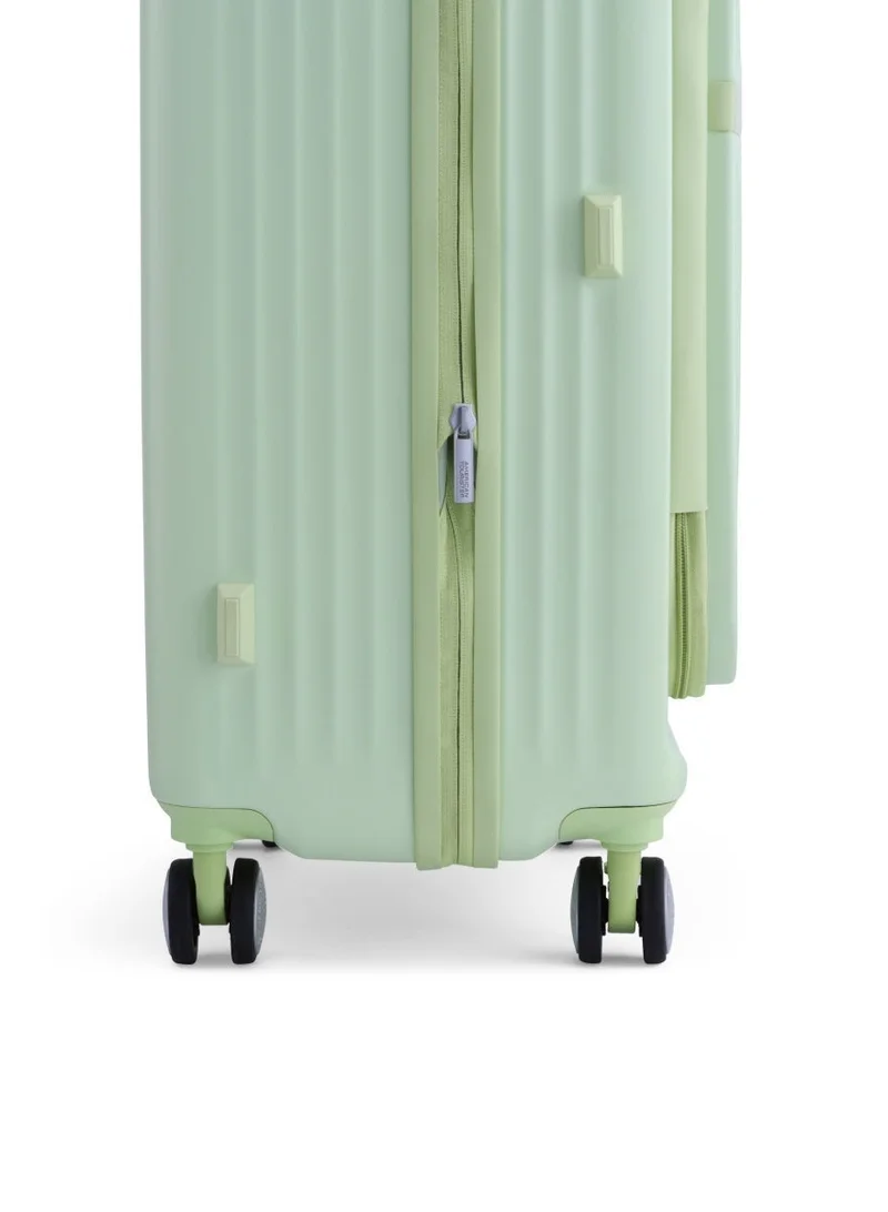 American Tourister  Trento + Suitcase, Check-In Size 68 cm / 25 inch, 4 Spinner Wheels, Hard Top, Polycarbonate, Matcha|2 In 1 Optimov™ Shock Absorbing Wheels|Book Opening|Expandable|TSA Lock|Waterproof Section - 3 Years International Warranty  | Best Price UAE