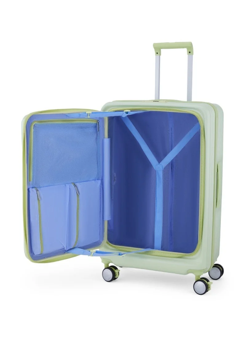 American Tourister  Trento + Suitcase, Check-In Size 68 cm / 25 inch, 4 Spinner Wheels, Hard Top, Polycarbonate, Matcha|2 In 1 Optimov™ Shock Absorbing Wheels|Book Opening|Expandable|TSA Lock|Waterproof Section - 3 Years International Warranty  | Best Price UAE