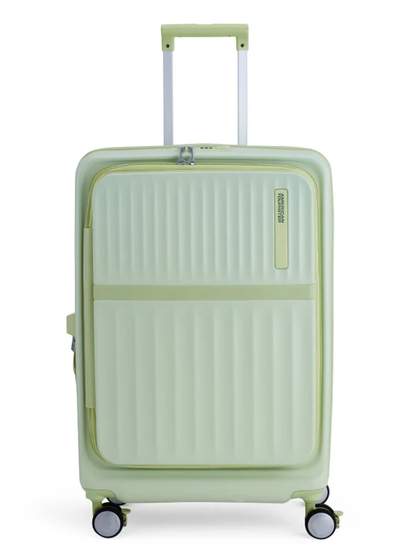 American Tourister  Trento + Suitcase, Check-In Size 68 cm / 25 inch, 4 Spinner Wheels, Hard Top, Polycarbonate, Matcha|2 In 1 Optimov™ Shock Absorbing Wheels|Book Opening|Expandable|TSA Lock|Waterproof Section - 3 Years International Warranty  | Best Price UAE