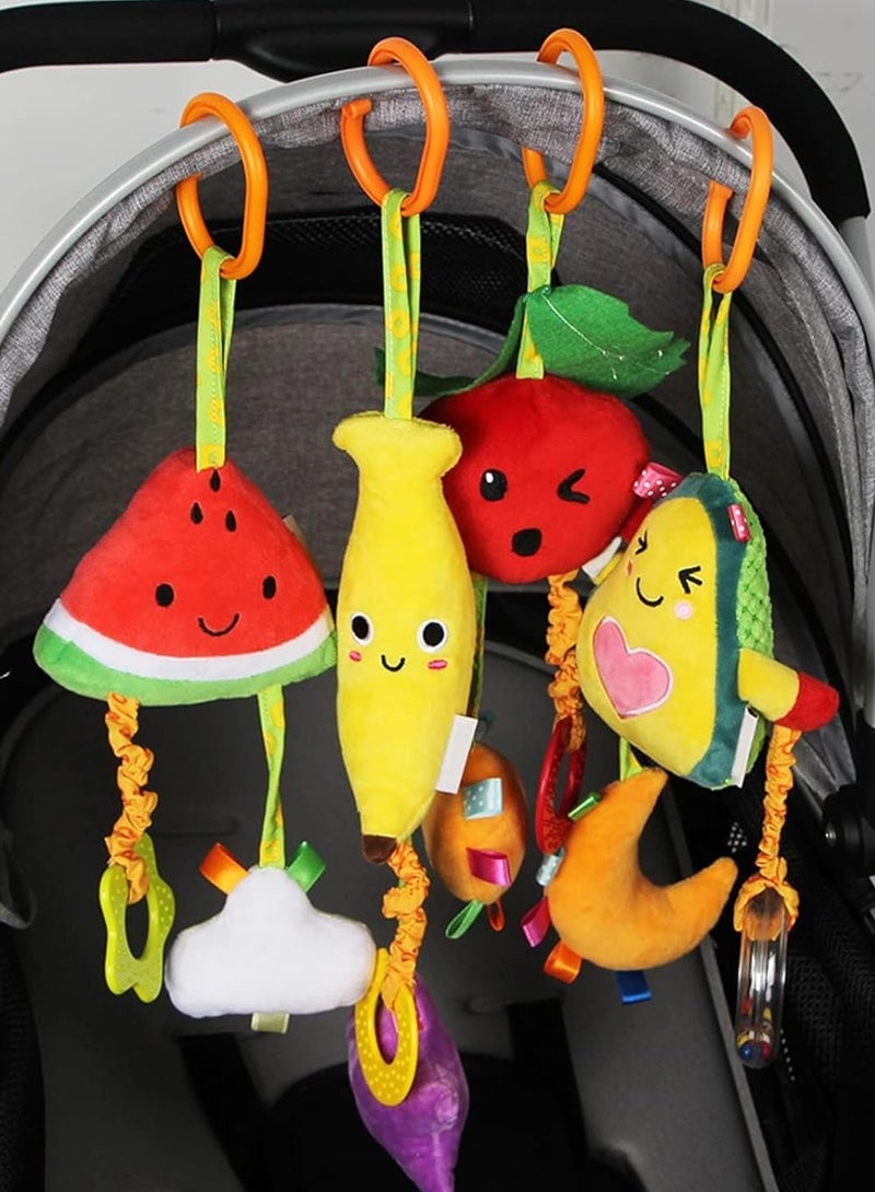 SOLARAE Baby Hanging Toy 4 Pack Car Seat Stroller Toys Soft Toys for Baby Newborn Infant Car Bed Travel Activity for Babies Boys and Girls from 0 to 36 Months Fruit - Image 5