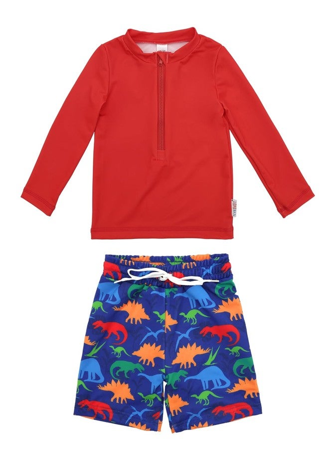 ALVABABY Long Sleeve Rashguards, Baby/Toddler Boys' Rash Guard Sets,Boy Swimsuit UPF 50+ Sun Protection Two Piece Bathing Suit ST-R03-2-3T - Image 1