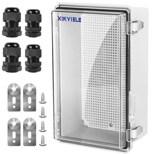 XINYIELE Waterproof Outdoor Project ABS Plastic Junction Box IP67 Weatherproof Dustproof Enclosure with Hinged Cover Mounting PlateWall Brackets for Power Project Clear102X63X39 - Image 1