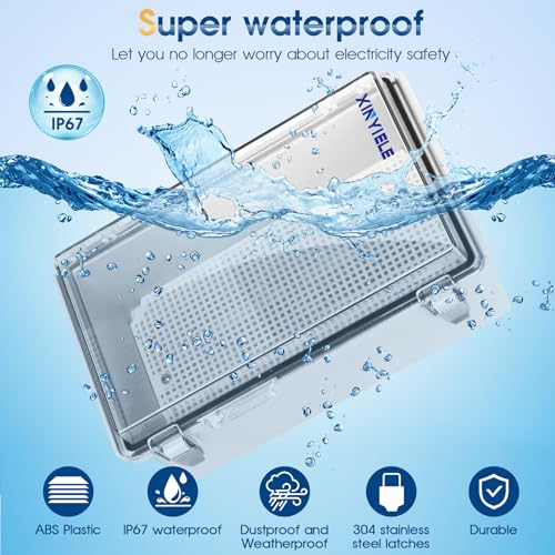 XINYIELE Waterproof Outdoor Project ABS Plastic Junction Box IP67 Weatherproof Dustproof Enclosure with Hinged Cover Mounting PlateWall Brackets for Power Project Clear102X63X39 - Image 3
