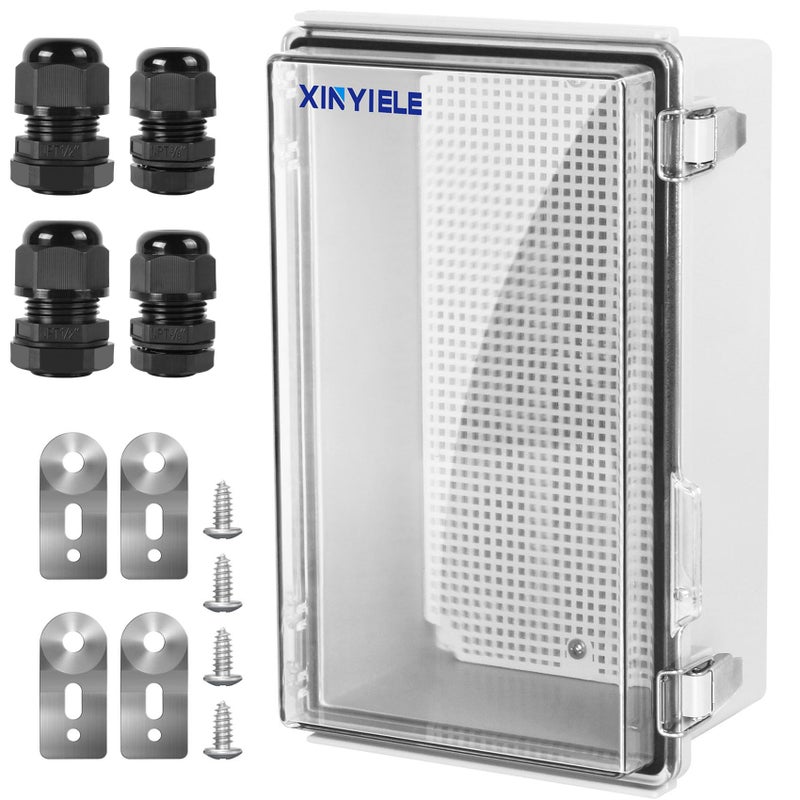XINYIELE Waterproof Outdoor Project ABS Plastic Junction Box IP67 Weatherproof Dustproof Enclosure with Hinged Cover Mounting PlateWall Brackets for Power Project Clear102X63X39 - Image 2