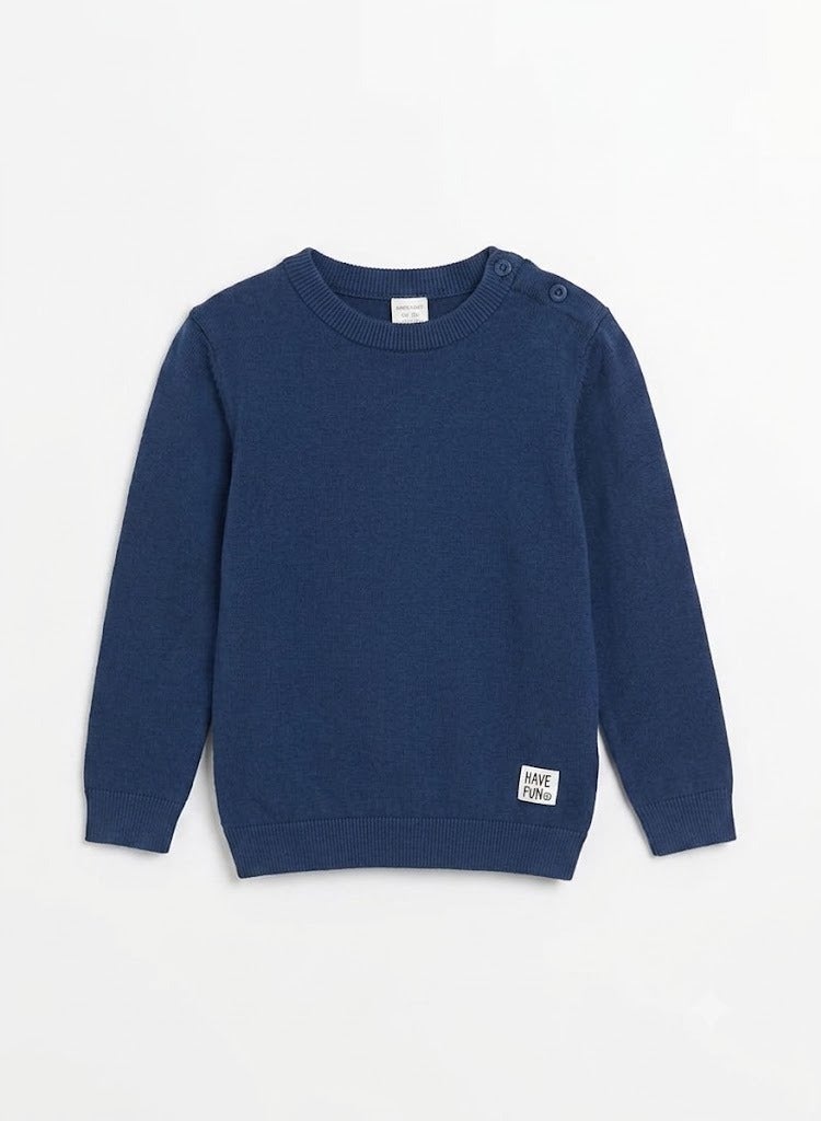 Crew Neck Long Sleeved Baby Boy Sweater
