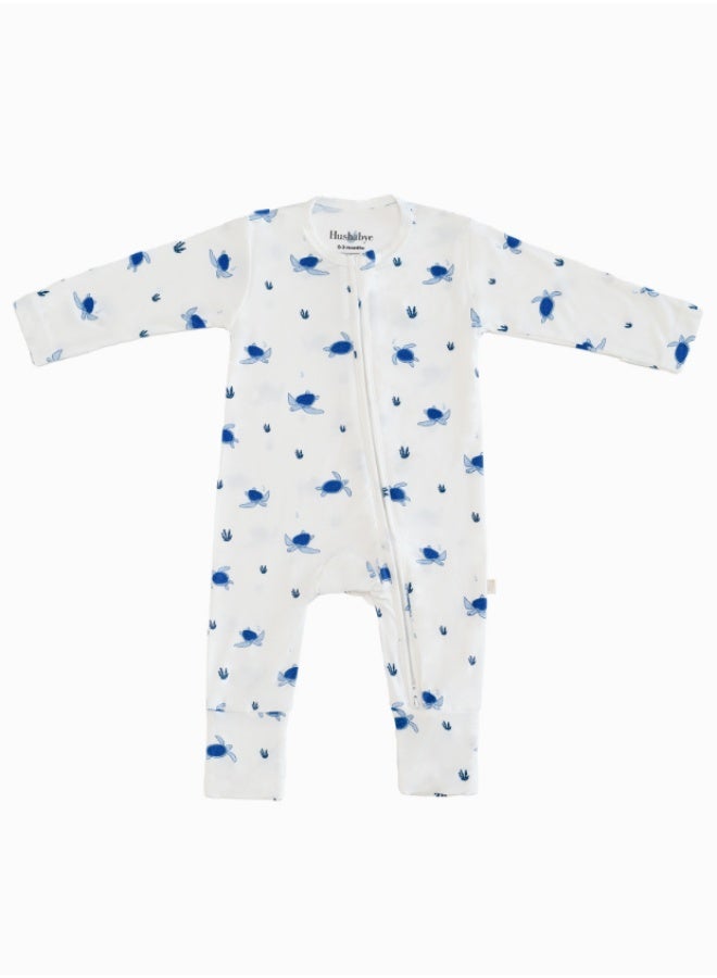 Hushabye – Zippered Baby Sleepsuit – Bamboo – Turtle - Image 2