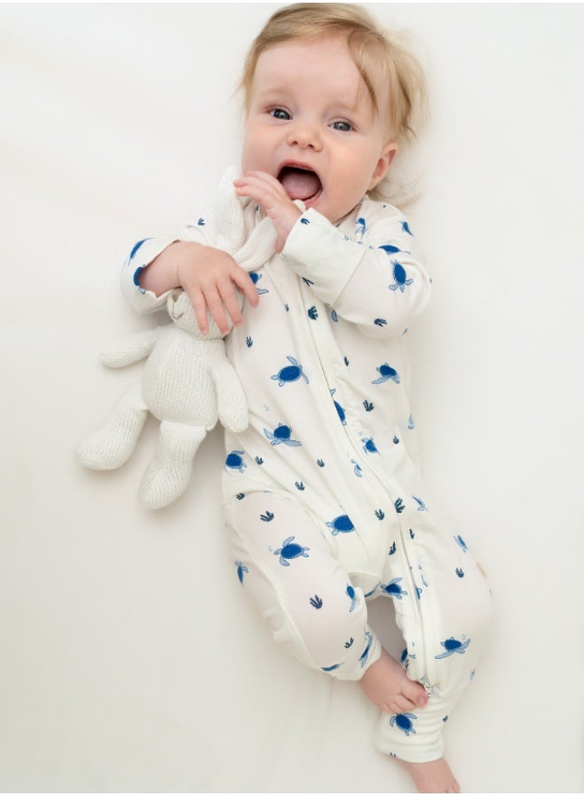 Hushabye – Zippered Baby Sleepsuit – Bamboo – Turtle - Image 1