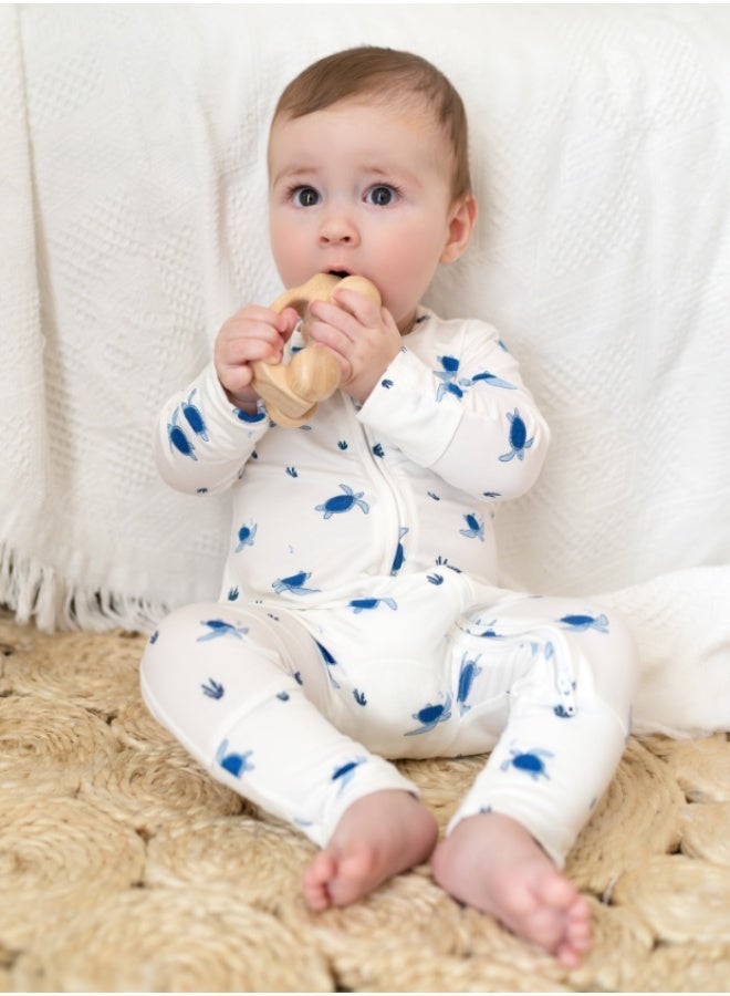 Hushabye – Zippered Baby Sleepsuit – Bamboo – Turtle - Image 3