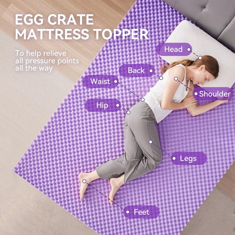 SINWEEK 2 Inch Egg Crate Memory Foam Mattress Topper Queen Size, Soft Mattress Pad for Back Pain Relief, Bed Topper, CertiPUR-US Certified - Image 2