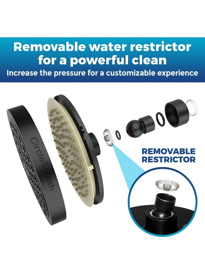 CircleSplash High Pressure Shower Head - Black Shower Head - 2.5 GPM and Removable Restrictor - Great Universal Replacement for your Bathroom (Matte Black Finish) - Image 4