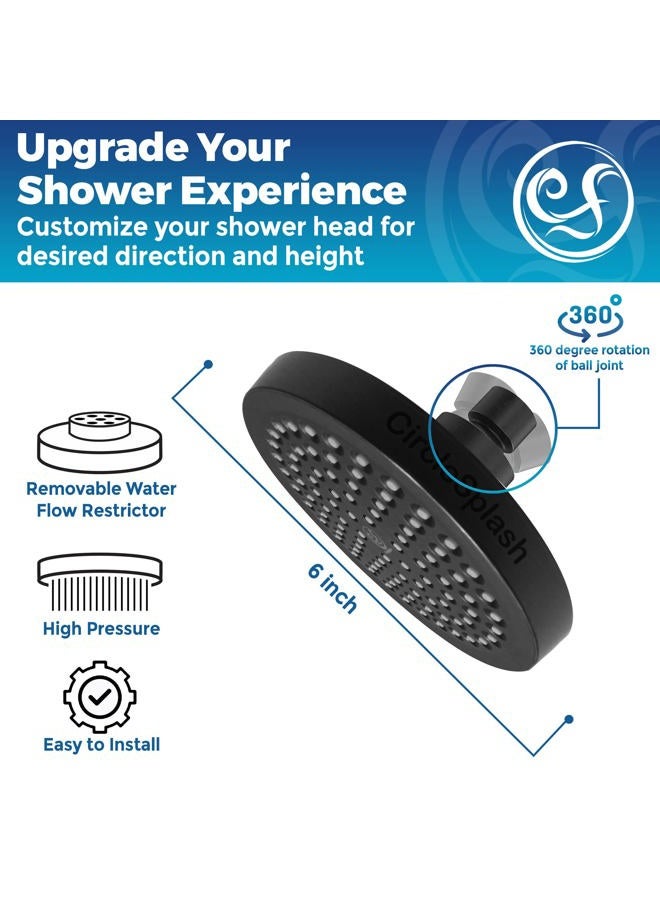 CircleSplash High Pressure Shower Head - Black Shower Head - 2.5 GPM and Removable Restrictor - Great Universal Replacement for your Bathroom (Matte Black Finish) - Image 3