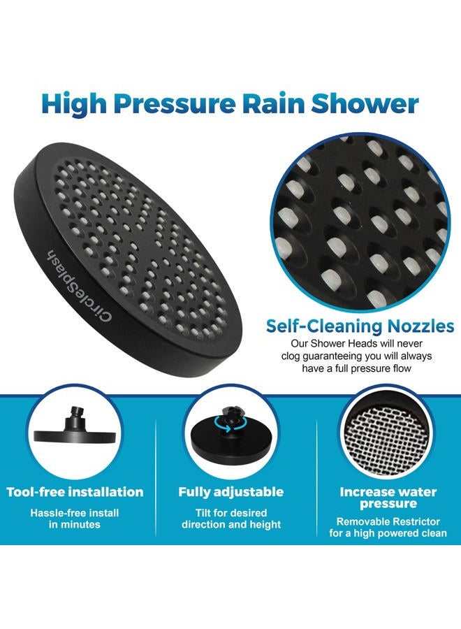 CircleSplash High Pressure Shower Head - Black Shower Head - 2.5 GPM and Removable Restrictor - Great Universal Replacement for your Bathroom (Matte Black Finish) - Image 2