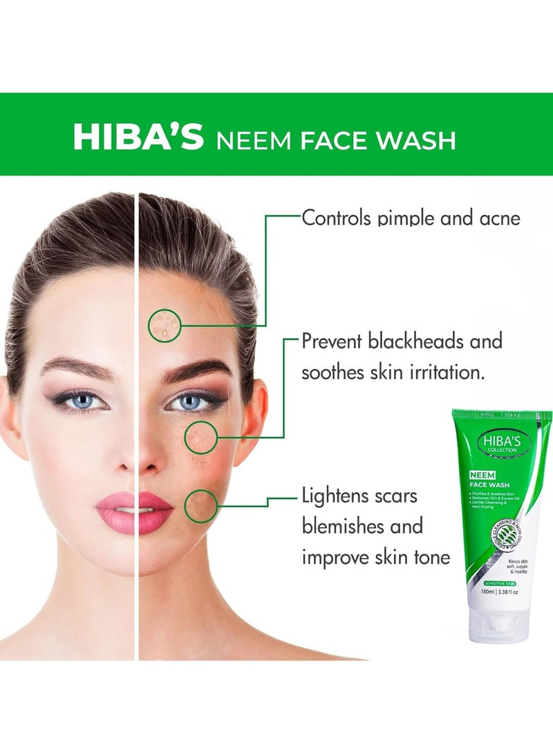 هيبا'ز كوليكشن غسول الوجه بالنيم للبشرة الحساسة يحافظ على البشرة ناعمة ولينة وصحية 100 مل 3.38 أونصة سائلة - Image 3