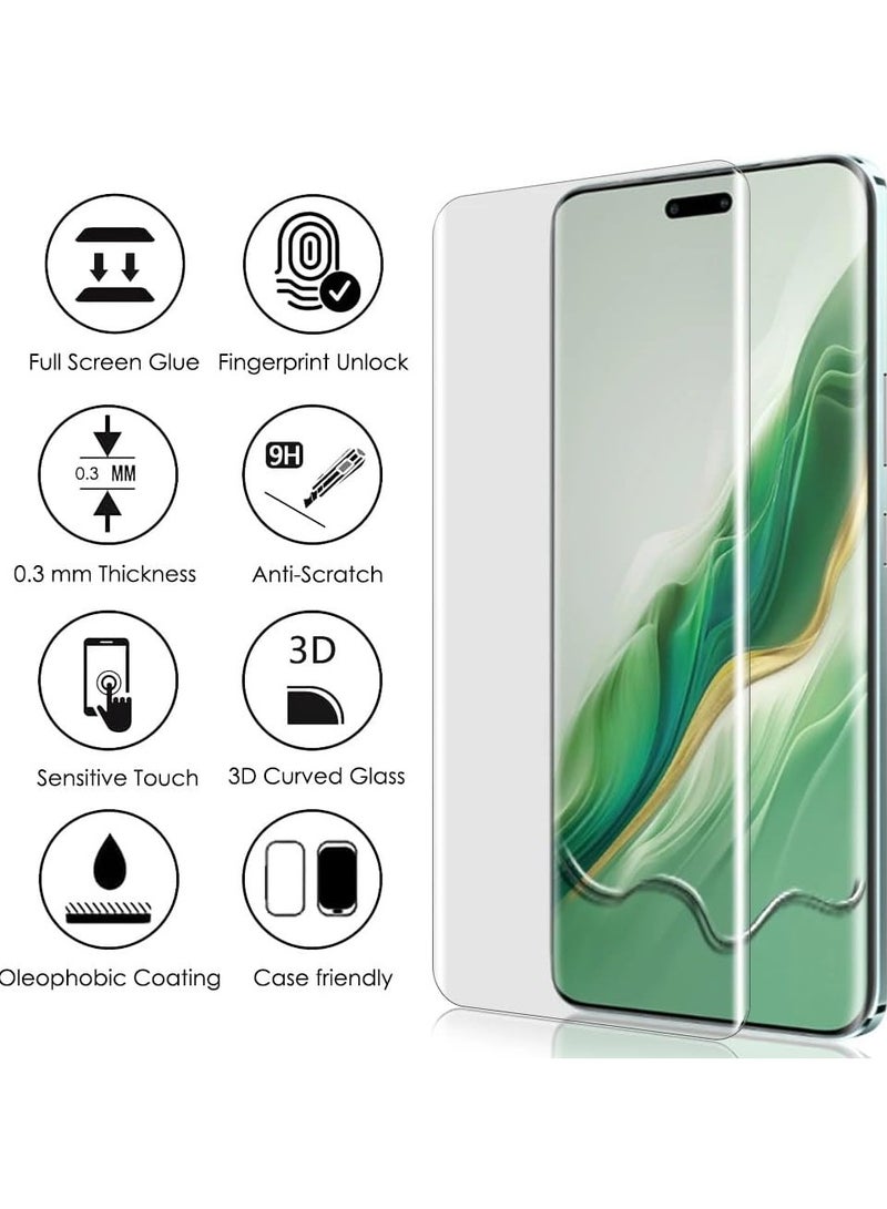 Honor Magic6 Pro Screen Protector Tempered Glass,3D Curved Edge High Definition Anti Scratch 9H Hardness Bubble-Free Case Friendly Full Glue UV Tempered Glass Screen Protector for Honor Magic 6 Pro  - Image 2