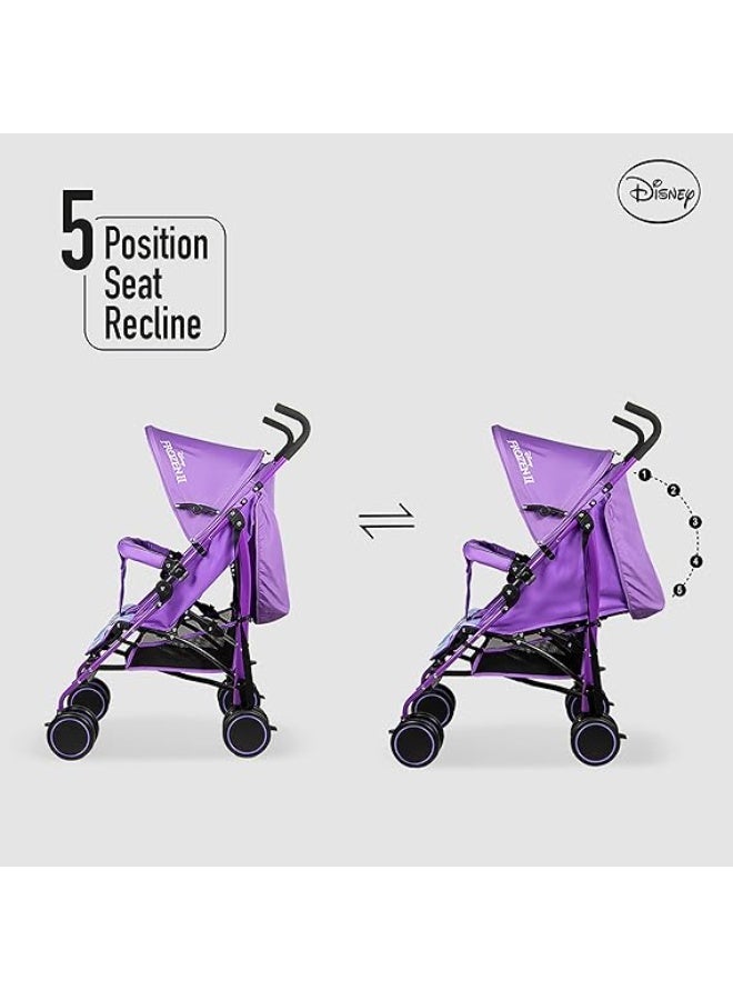Disney Frozen 2 Lightweight Adventure Stroller + Storage Cabin 0 -36 Months, Compact Design, Shoulder Strap, Adjustable Reclining Seat And More - Purple - Image 5