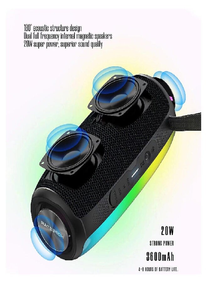 HOPESTAR Portable Bluetooth Speaker FM radio mod waterproof IPX6 stereo subwoofer TWS RGB boombox  - Image 5