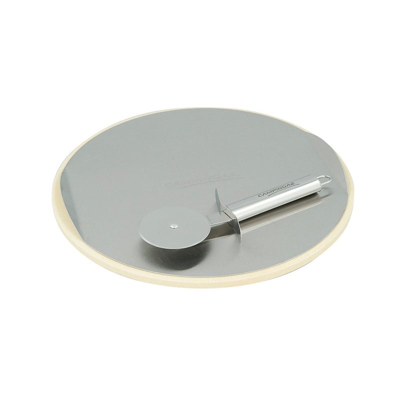 Campingaz pizza stone for the Culinary Modular System with pizza cutter wheel stainless steel tray for easy application of the food  30 cm weight 156 kg