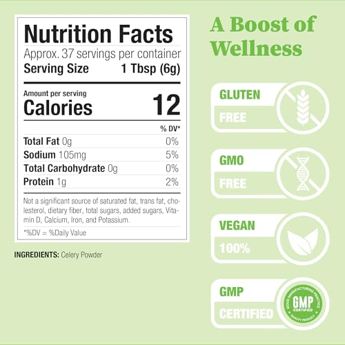 Nature Restore Whole Celery Powder, Entire Celery Stalk with Fiber, Non-GMO, Gluten Free, Full Spectrum Nutrients, 37 Servings, 8 Ounces - Image 3