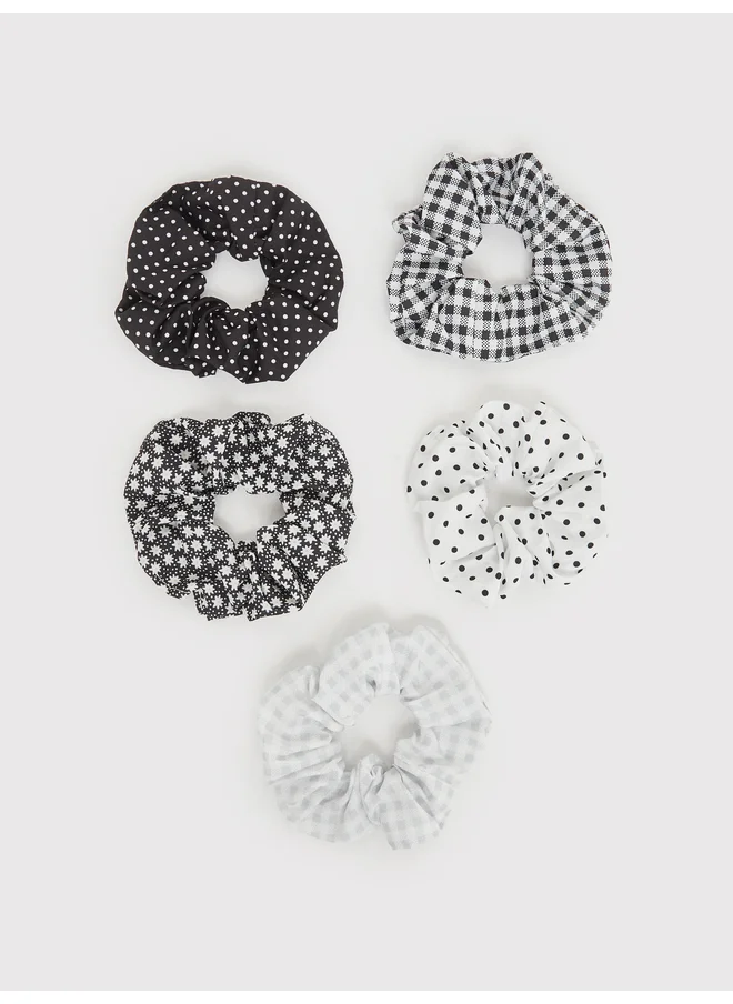 Styli Styli Set of 5 - Elasticated Polka Dot Scrunchie