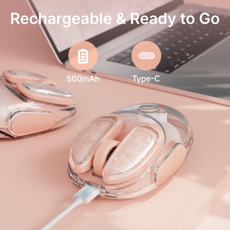 SEUNKWANG EWEADN Q9 Wireless Clear Mouse Dual Mode Bluetooth & 2.4G USB Computer Mouse with RGB Lighting, Silent Clicks, Multi-Device Compatibility for Laptop, PC, MacBook, iPad Cute Mouses-Gradient - Image 5