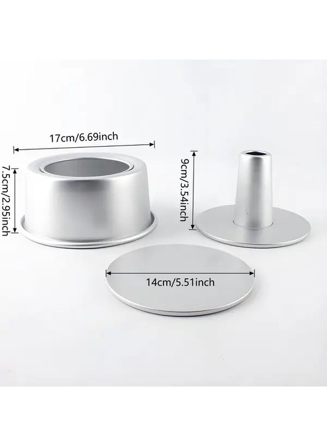 6 Inch Nonstick Chiffon Cake Pan Set Anodized Aluminum Baking Mold with 2 Removable Bottoms - Image 3
