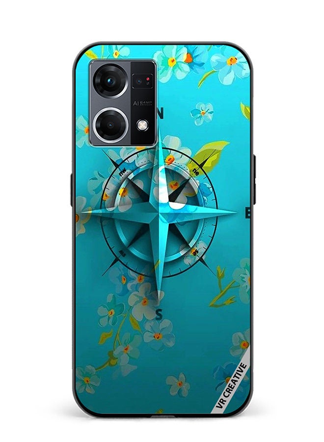 VR CREATIVE Protective Case Cover For Oppo Reno8 4G Compass Design Multicolour - Image 1