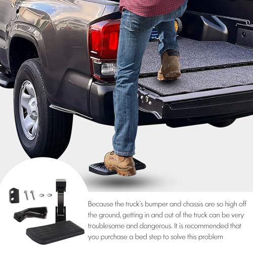 ASOPARTS Rear Bed Step Tailgate Bedstep Compatible with Toyota Tacoma 2012 2013 2014 2015 2016 2017 2018 2019 2020 2021 2022 2023 Folding Truck Step Retractable Bumper Tailgate Step # PT392-35100 - Image 4