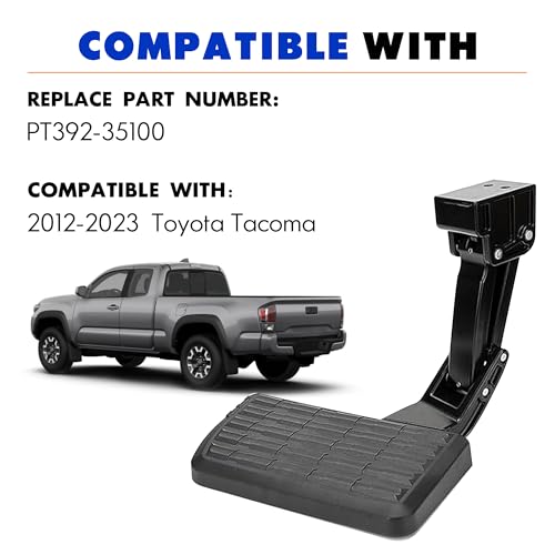 ASOPARTS Rear Bed Step Tailgate Bedstep Compatible with Toyota Tacoma 2012 2013 2014 2015 2016 2017 2018 2019 2020 2021 2022 2023 Folding Truck Step Retractable Bumper Tailgate Step # PT392-35100 - Image 2