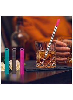 Arabest Metal Reusable Straws, Collapsible Portable Telescopic Straw with Plastic Housing Silicone Tips and Cleaning Brush, Retractable Pocket Drinking Straws, 3 Pcs  - Image 5