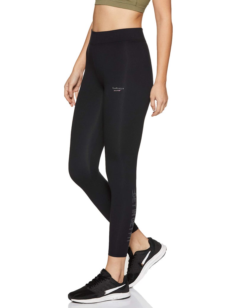 Van Heusen Proactive Women Tights - Polyamide Elastane - Snug Fit, High Stretch, Moisture Wicking_88308_Black_S, High Rise - Image 2