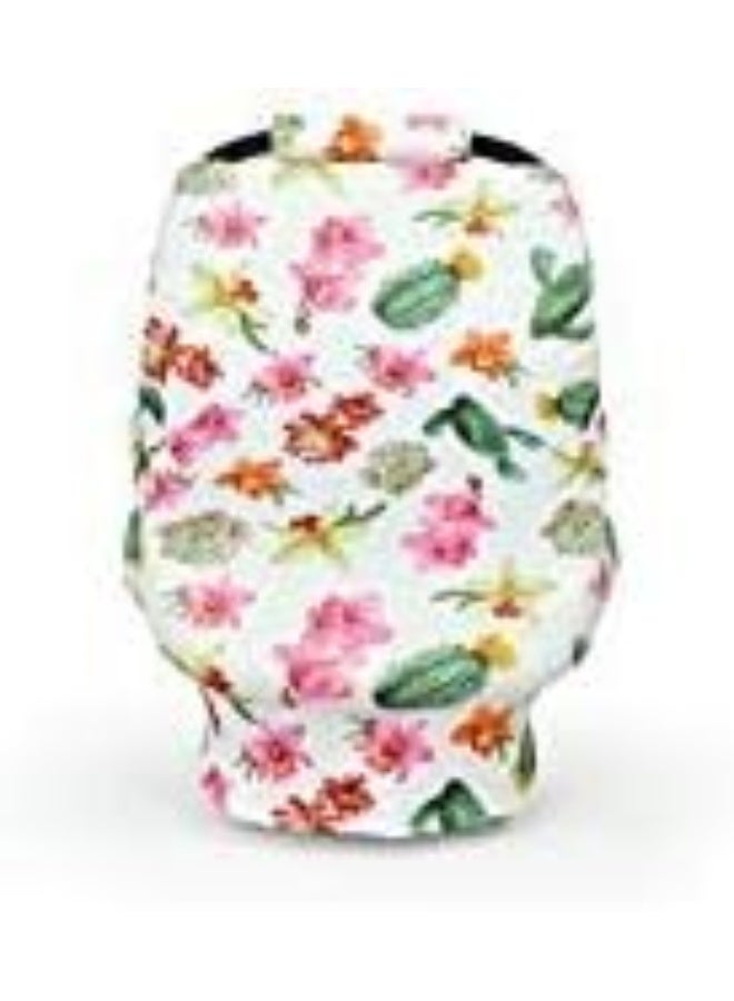 كيدو كايند Carseat Canopy - 5-in-1 Breastfeeding Cover, Shopping Cart Cover, Baby Car Seat Cover - Cactus - Image 1