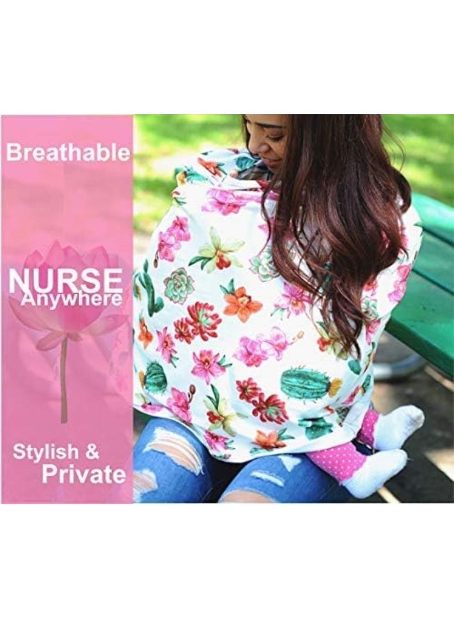 كيدو كايند Carseat Canopy - 5-in-1 Breastfeeding Cover, Shopping Cart Cover, Baby Car Seat Cover - Cactus - Image 3