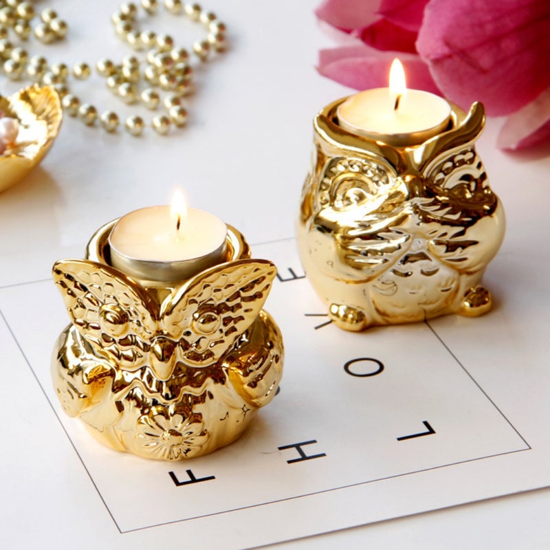 Owl Candle Holder Tealight Cup Candlestand Desktop Decor for Home Cafe Office Big Eyes - Image 2