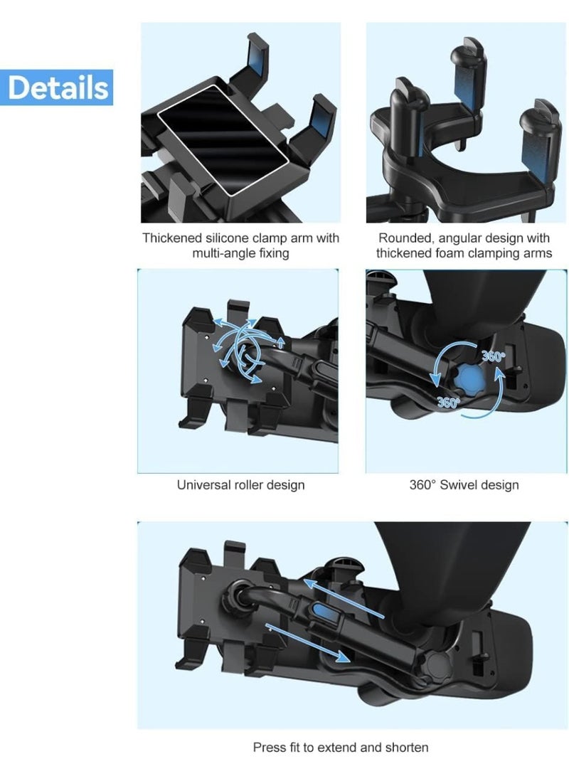 حامل موبايل للسيارة متعدد الوظائف لمرآة الرؤية الخلفية، حامل قابل للدوران 360 درجة، لكل الموبايلات، حامل سيارة قابل للتعديل - Image 5