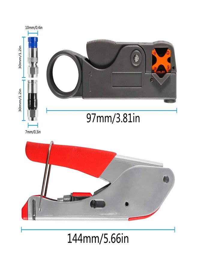AITIAO Coax Cable Crimper Kit Tool for RG6 RG59 Coaxial Compression Tool Fitting Wire Stripper with 20pcs F Compression Connectors - Image 2