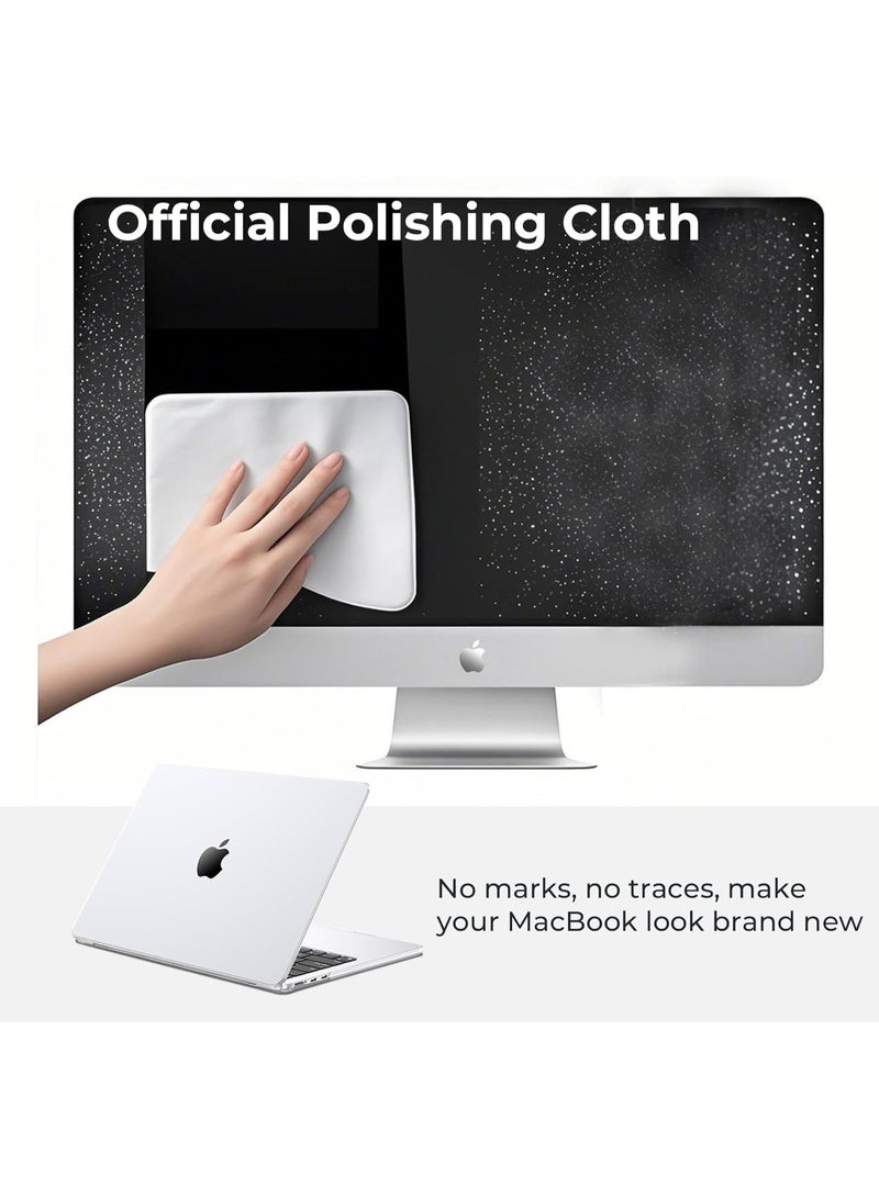 بازار جراب شفاف صلب متوافق مع جهاز MacBook Air مقاس 13.3 بوصة (2021/2020/2019/2018) M1 A2337/A2179/A1932 بشاشة Retina وTouch ID - جراب كمبيوتر محمول مع غطاء لوحة مفاتيح، واقي شاشة، جراب شفاف صلب وقطعة قماش للتلميع - Image 3