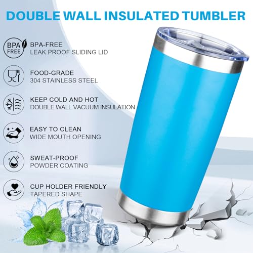 FLIFQI 20oz Tumbler with Lid Double Wall Vacuum Insulated Travel Coffee Mug Stainless Steel Thermal Cup Powder Coated Sturdy Coffee Tumbler for Hot and Cold Beverage (Baby blue,1) - Image 4